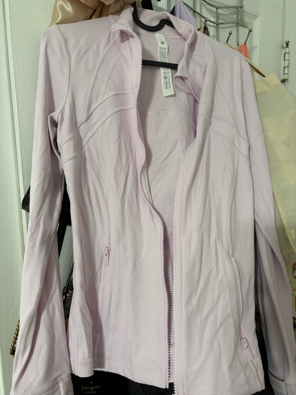 baby pink Lululemon NULU long jacket